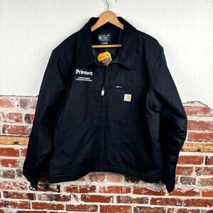 Carhartt Jacket Size 2XL Black Canvas Relaxed Fit Detroit Blanket Lined Logo NWT